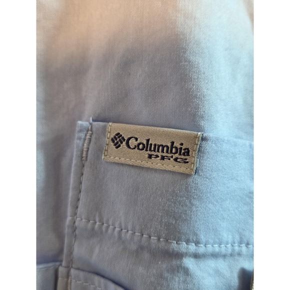 Columbia PFG Shirt Mens XL Blue Short Sleeve Vented Fishing Button Front Outdoor - Picture 5 of 9